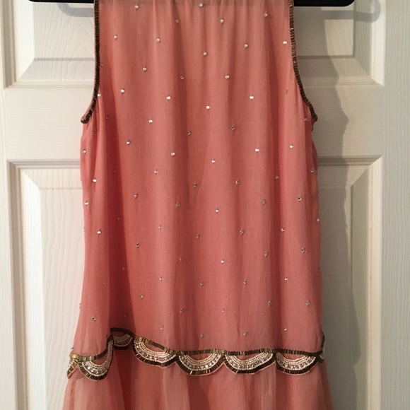 Free People beaded peach sleeveless blouse S - Picture 5 of 6